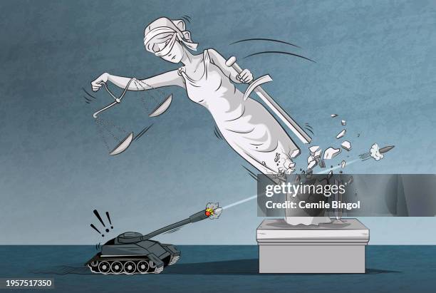 kriegsverbrechen - justitia-waage stock-grafiken, -clipart, -cartoons und -symbole