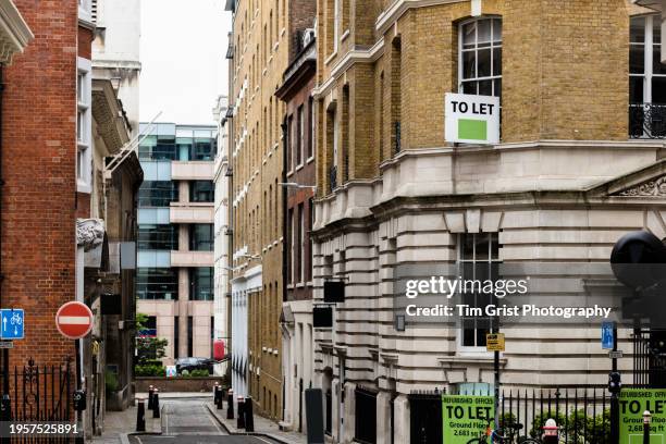 city street with 'offices to let' signs. - job vacancy stock pictures, royalty-free photos & images