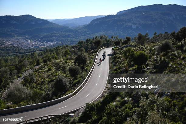 Simon Carr of The United Kingdom and Team EF Education - EasyPost and Pablo Castrillo of Spain and Team Equipo Kern Pharma attack during the 33rd...