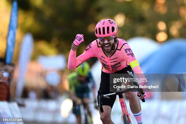 Simon Carr of The United Kingdom and Team EF Education - EasyPost celebrates at finish line as race winner during the 33rd Challenge Ciclista...