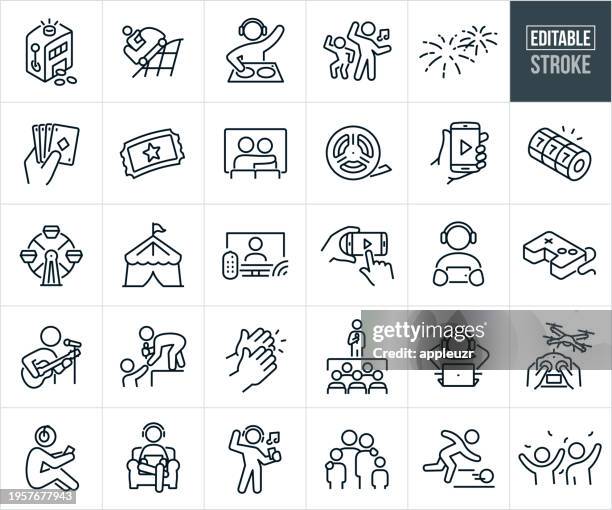 entertainment thin line icons - editable stroke - gambling icons stock illustrations