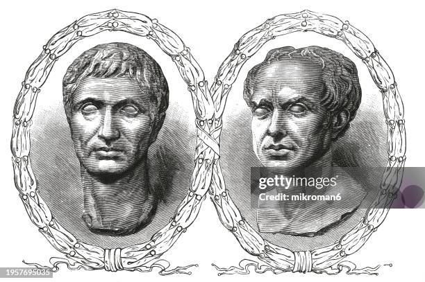 portrait of gaius marius (roman general and statesman) and lucius cornelius sulla felix (sulla) - roman general and statesman - armed forces rank stock pictures, royalty-free photos & images