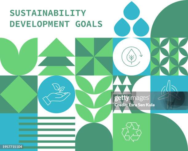 sustainability and environmental themed, in bauhaus style, a vector composition consisting of abstract geometric shapes. - business ethics stock illustrations