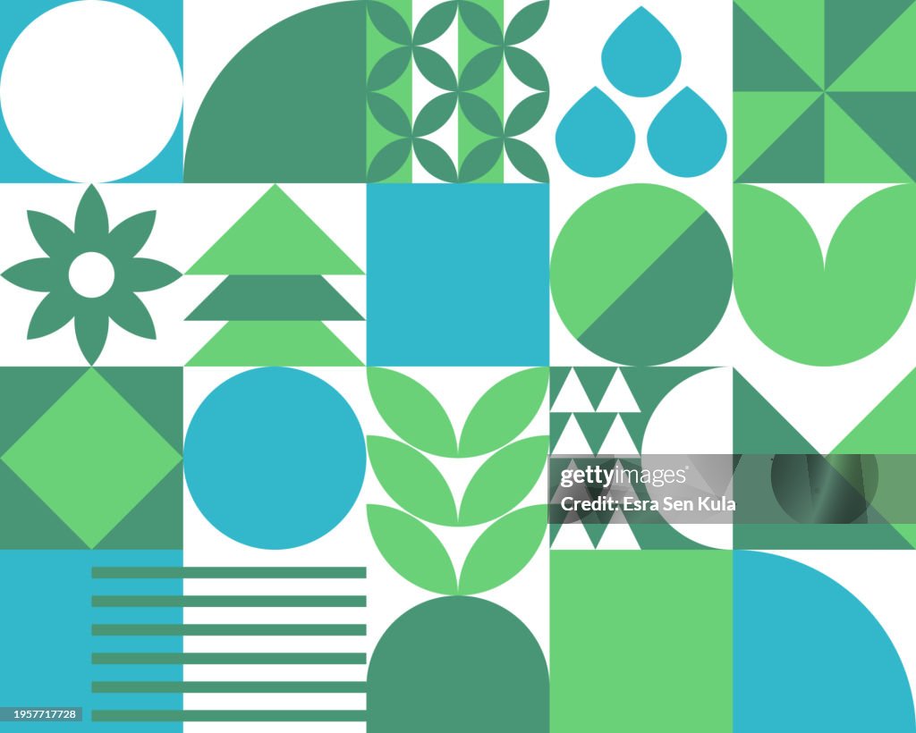 Sustainability And Environmental Themed In Bauhaus Style A Vector ...