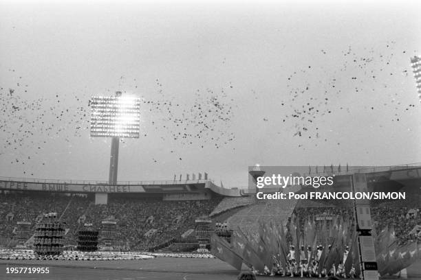 Cérémonie d'ouverture des Jeux olympiques de Moscou le 19 juillet 1980.