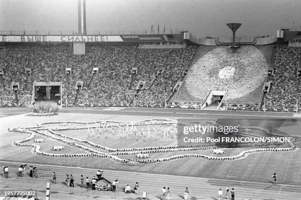 Cérémonie de clôture des Jeux olympiques de Moscou le 31 juillet 1980.