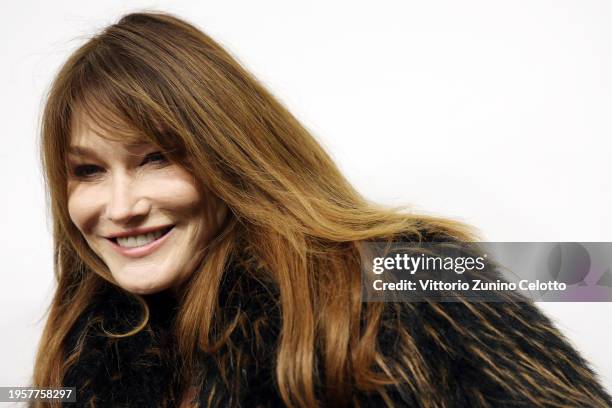 Carla Bruni is seen backstage prior to the Zuhair Murad Haute Couture Spring/Summer 2024 show as part of Paris Fashion Week on January 24, 2024 in...