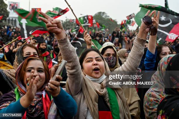 Women supporters attend an election campaign rally of Pakistan People's Party in Peshawar on January 27 ahead of the upcoming general elections.