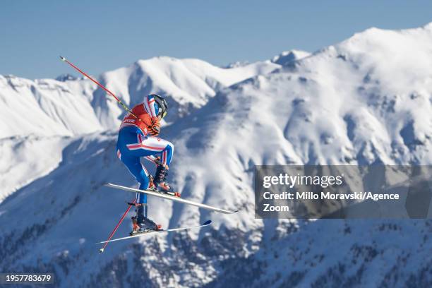 Eliott Piccard of Team France in action during the FIS Ski Cross World Cup Men's and Women's Ski Cross Qualification on January 27, 2024 in St...