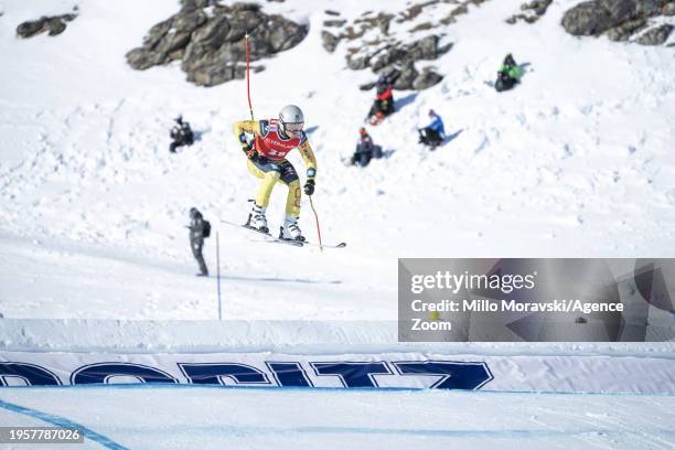 Cornel Renn of Team Germany in action during the FIS Ski Cross World Cup Men's and Women's Ski Cross Qualification on January 27, 2024 in St Moritz,...