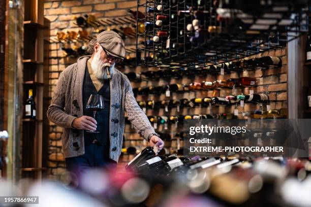 wine bar lifestyle and cigar for full enjoyment - winebar stock pictures, royalty-free photos & images