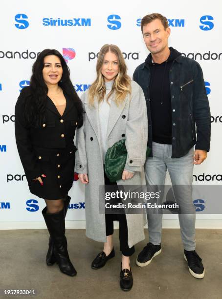 Mercedes Javid, Stassi Schroeder, and Jeff Lewis at the SiriusXM Studios on January 24, 2024 in Los Angeles, California.