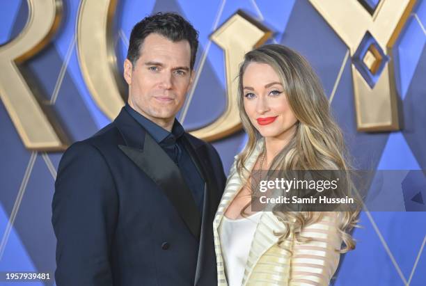 Henry Cavill and Natalie Viscuso attend the World Premiere of "Argylle" at the Odeon Luxe Leicester Square on January 24, 2024 in London, England.