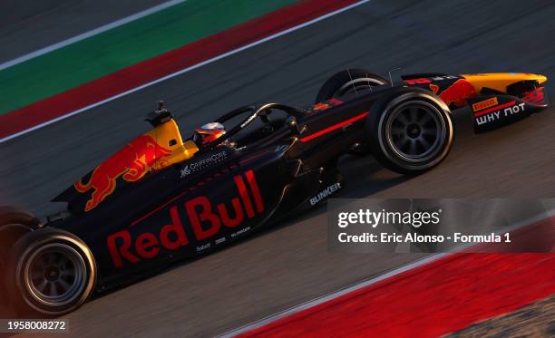 Josep Maria Marti of Spain and Campos Racing drives on track during the Formula 2 Shakedown at Circuit de Barcelona-Catalunya on January 24, 2024 in...