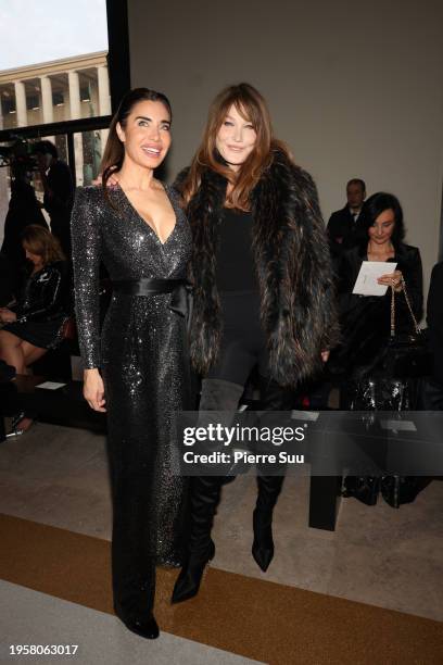 Guest and Carla Bruni attend the Zuhair Murad Haute Couture Spring/Summer 2024 show as part of Paris Fashion Week on January 24, 2024 in Paris,...