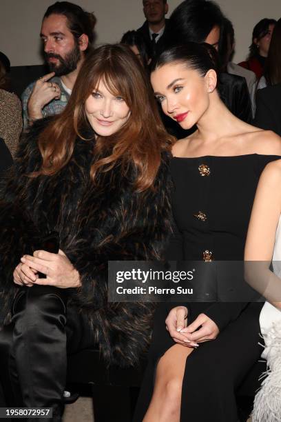 Carla Bruni and Amy Jackson attend the Zuhair Murad Haute Couture Spring/Summer 2024 show as part of Paris Fashion Week on January 24, 2024 in Paris,...