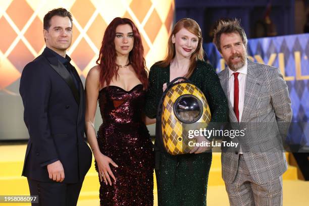 Henry Cavill, Dua Lipa, Bryce Dallas Howard and Sam Rockwell attend the World Premiere of "Argylle" at the Odeon Luxe Leicester Square on January 24,...