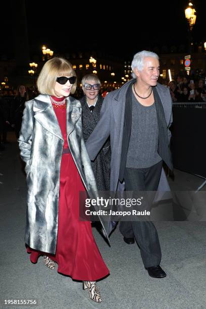 Anna Wintour and Baz Luhrmann attend the Valentino Haute Couture Spring/Summer 2024 show as part of Paris Fashion Week on January 24, 2024 in Paris,...