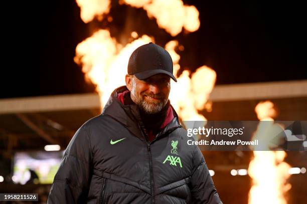 Jurgen Klopp manager of Liverpool during the Carabao Cup Semi Final Second Leg match between Fulham and Liverpool at Craven Cottage on January 24,...