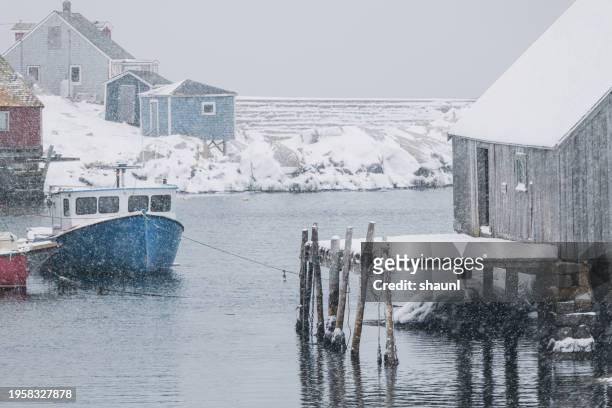 peggy's cove fishing village - peggy's cove stock pictures, royalty-free photos & images