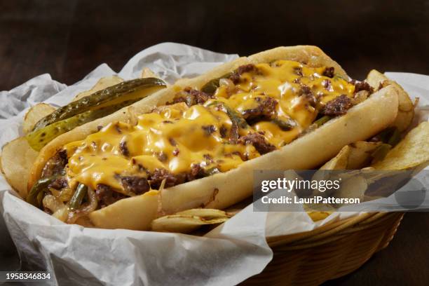 chopped cheese steak sandwich - cheese sauce stock pictures, royalty-free photos & images