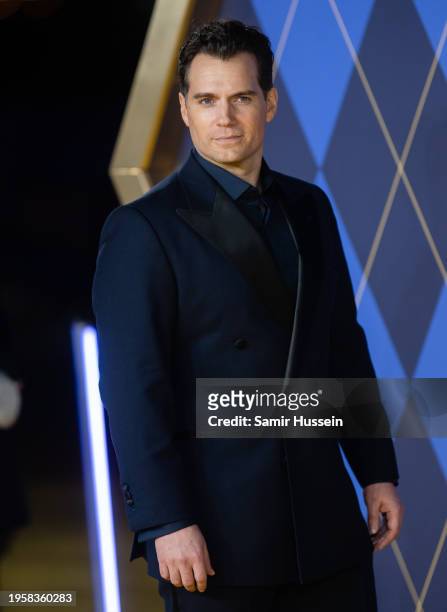 Henry Cavill attends the World Premiere of "Argylle" at the Odeon Luxe Leicester Square on January 24, 2024 in London, England.