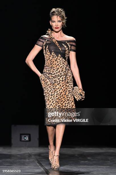 Model walks the runway during the Julien Fournie Haute Couture Spring/Summer 2024 fashion show as part of Paris Fashion Week on January 23, 2024 in...