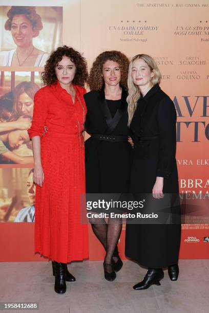 Valeria Golino, director Ginevra Elkann and Alba Rohrwacher attend the photocall for the movie "Te L'Avevo Detto" on January 24, 2024 in Rome, Italy.