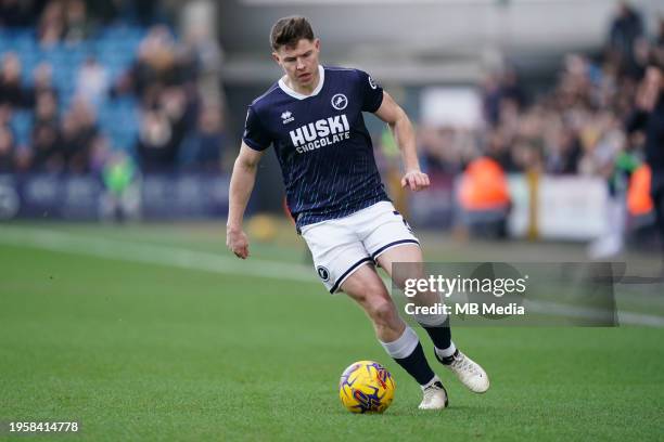 Kevin Nisbet of Millwall during the Sky Bet Championship match between Millwall and Preston North End at The Den on January 27, 2024 in London,...