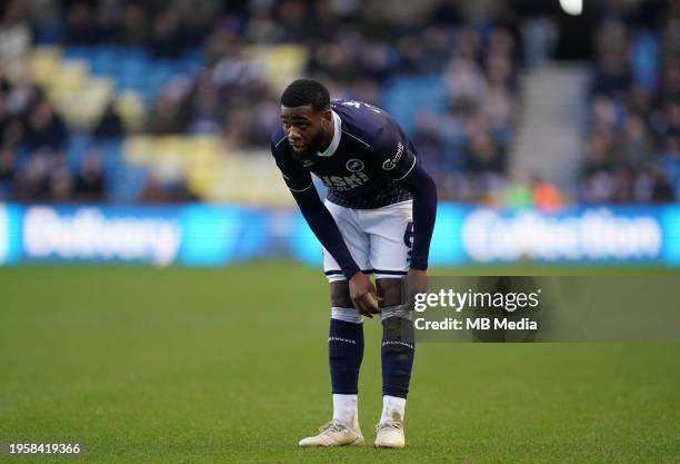 Japhet Tanganga of Millwall during the Sky Bet Championship match between Millwall and Preston North End at The Den on January 27, 2024 in London,...