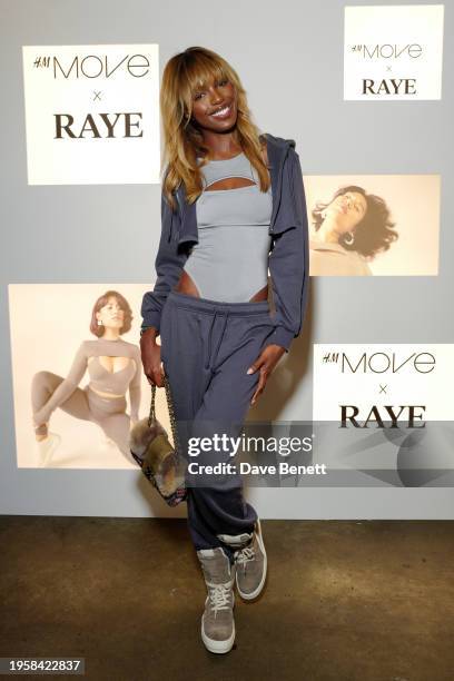 Leomie Anderson attends the celebration of H&M Move’s latest collection launch with an exclusive live performance by RAYE at Village Underground on...