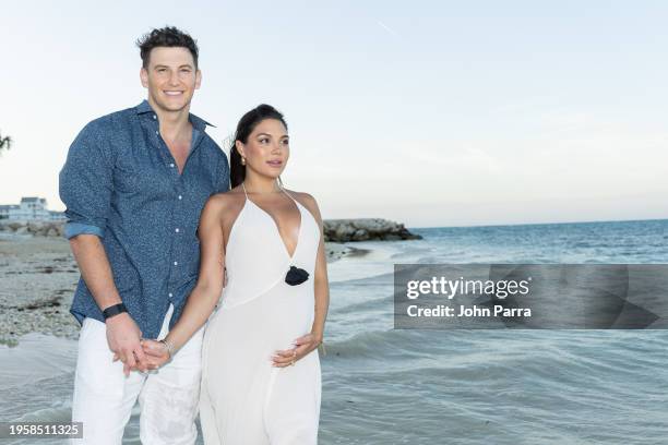 Giannina Gibelli and Blake Horstmann escape the cold to bask in the warm Caribbean sun as they celebrate their Babymoon at the new Sandals Dunn’s...