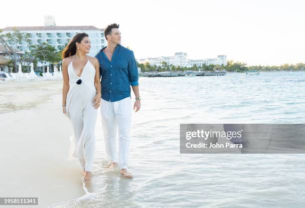 Giannina Gibelli and Blake Horstmann escape the cold to bask in the warm Caribbean sun as they celebrate their Babymoon at the new Sandals Dunn’s...