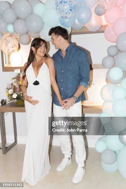 Giannina Gibelli and Blake Horstmann escape the cold to bask in the warm Caribbean sun as they celebrate their Babymoon at the new Sandals Dunn’s...