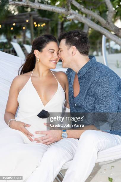 Giannina Gibelli and Blake Horstmann escape the cold to bask in the warm Caribbean sun as they celebrate their Babymoon at the new Sandals Dunn’s...