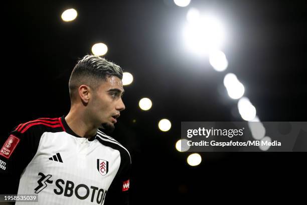Andreas Pereira of Fulham looks on during the Emirates FA Cup Fourth Round match between Fulham and Newcastle United at Craven Cottage on January 27,...
