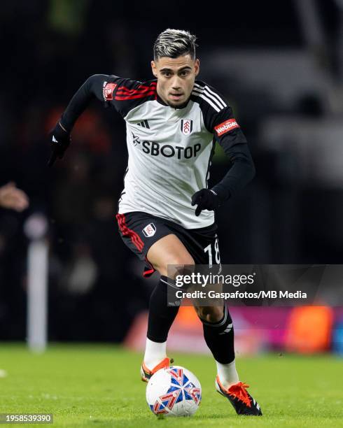 Andreas Pereira of Fulham in action during the Emirates FA Cup Fourth Round match between Fulham and Newcastle United at Craven Cottage on January...