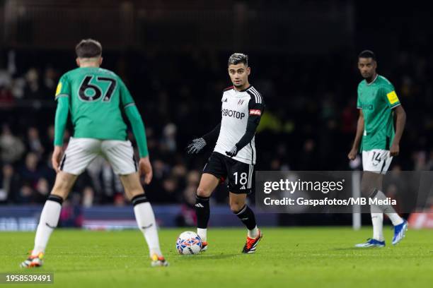 Andreas Pereira of Fulham in action during the Emirates FA Cup Fourth Round match between Fulham and Newcastle United at Craven Cottage on January...