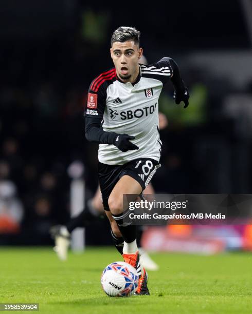 Andreas Pereira of Fulham in action during the Emirates FA Cup Fourth Round match between Fulham and Newcastle United at Craven Cottage on January...