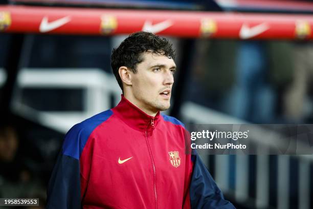 Andreas Christensen of FC Barcelona during the La Liga EA Sports Match match between FC Barcelona v Villareal CF at Estadi Olimpic Lluis Companys in...