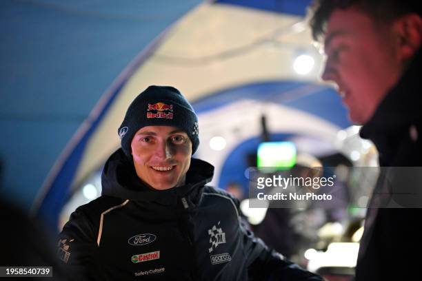 Drivers Adrien Fourmaux and Alexandre Coria of Team M-Sport Ford World Rally Team are regrouping in the service park in Gap, France, during the FIA...