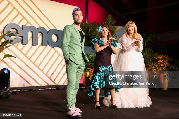 Lance Bass, Cheri Oteri and Melissa Peterman at the 33rd Annual EMA Awards Gala held at Sunset Las Palmas Studios on January 27, 2024 in Los Angeles,...