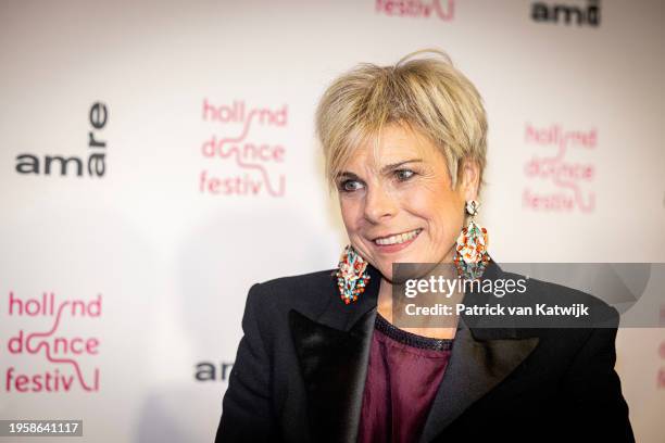 Princess Laurentien of The Netherlands attends the opening of the 19th Holland Dance Festival at theater Amare on January 24, 2024 in The Hague,...