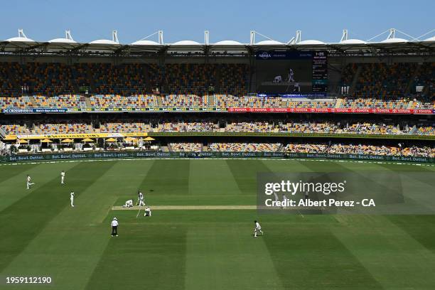 General view is seen during day one of the Second Test match in the series between Australia and West Indies at The Gabba on January 25, 2024 in...