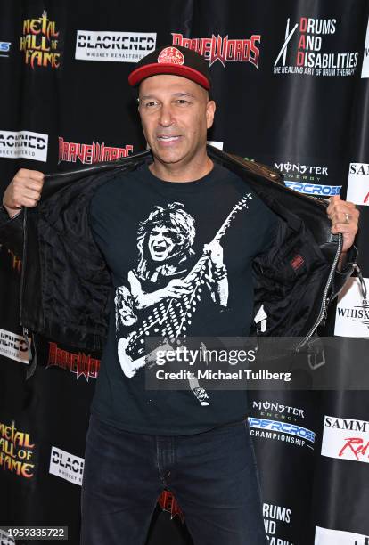 Musician Tom Morello attends the 7th annual Metal Hall Of Fame Gala at Delta Hotels by Marriott Anaheim Garden Grove on January 24, 2024 in Garden...