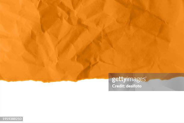 horizontal blank empty smudged rough textured orange rust brown colored monochrome wrinkled crushed vector background with abstract faded crumpled paper texture and uneven torn bottom edge - squeezed orange stock illustrations