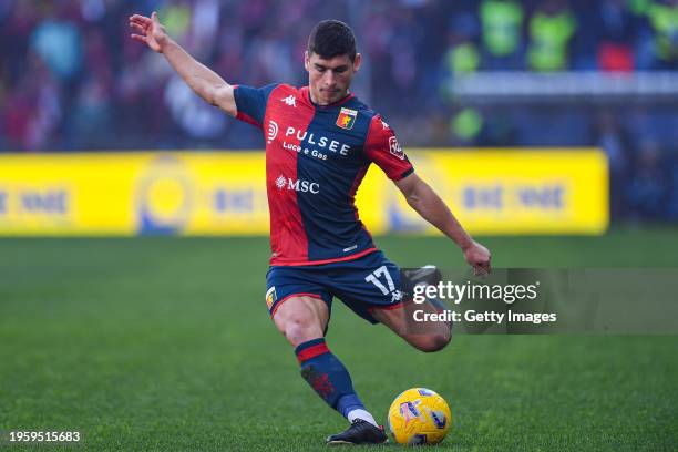 Ruslan Malinovskyi of Genoa is seen in action during the Serie A TIM match between Genoa CFC and US Lecce - Serie A TIM at Stadio Luigi Ferraris on...