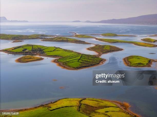 clew bay ireland aerial view - clew bay stock pictures, royalty-free photos & images