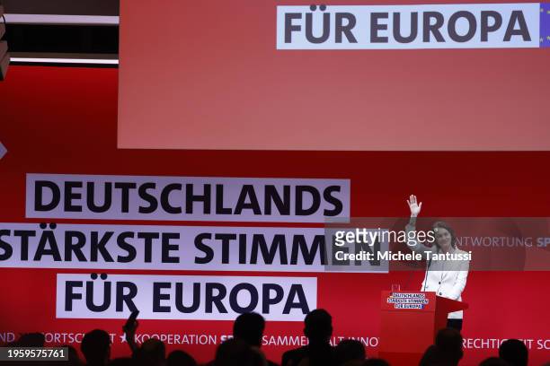 German Candidate for European Elections Katarina Barley speaks as she attends a congress of the German Social Democrats ahead of European...