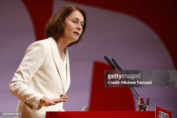 German Candidate for European Elections Katarina Barley speaks as she attends a congress of the German Social Democrats ahead of European...